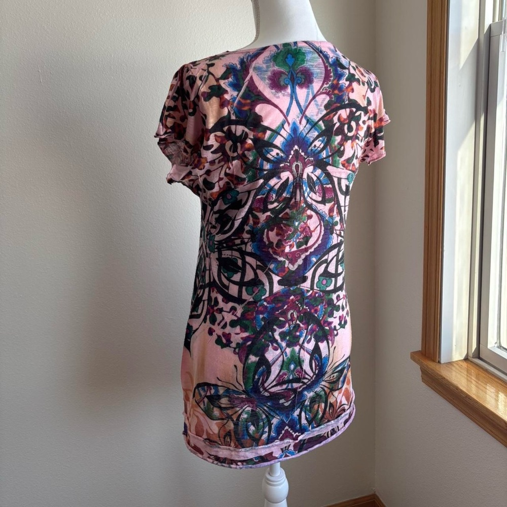 Vanity Multicolor Butterfly Pattern Top - Picture 5 of 7